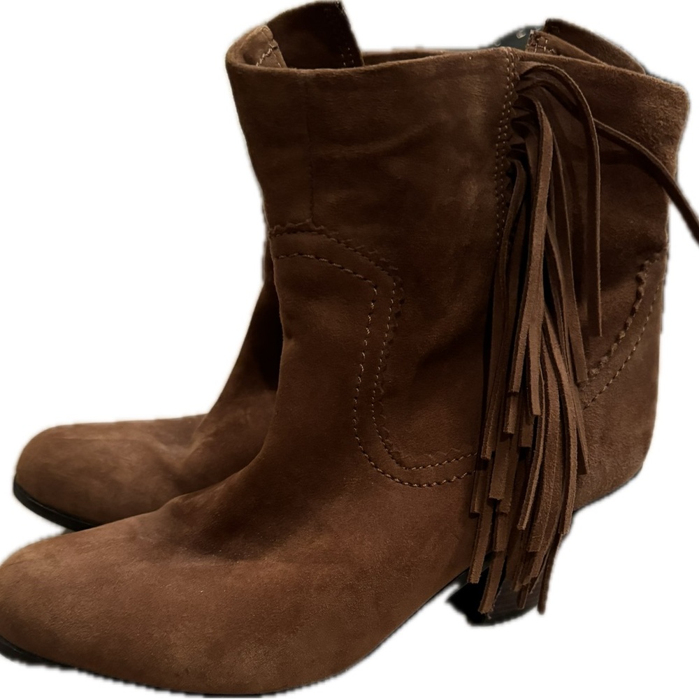 Sam Edelman Brown Suede Fringed Booties Size 7M